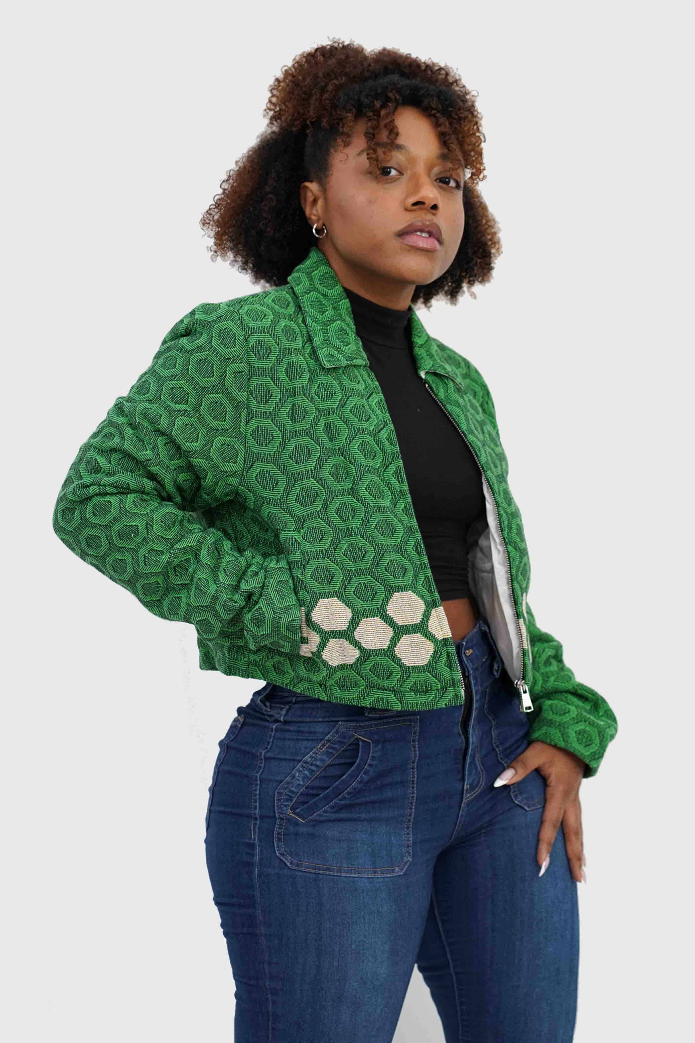Defense Tapestry Crop Jacket