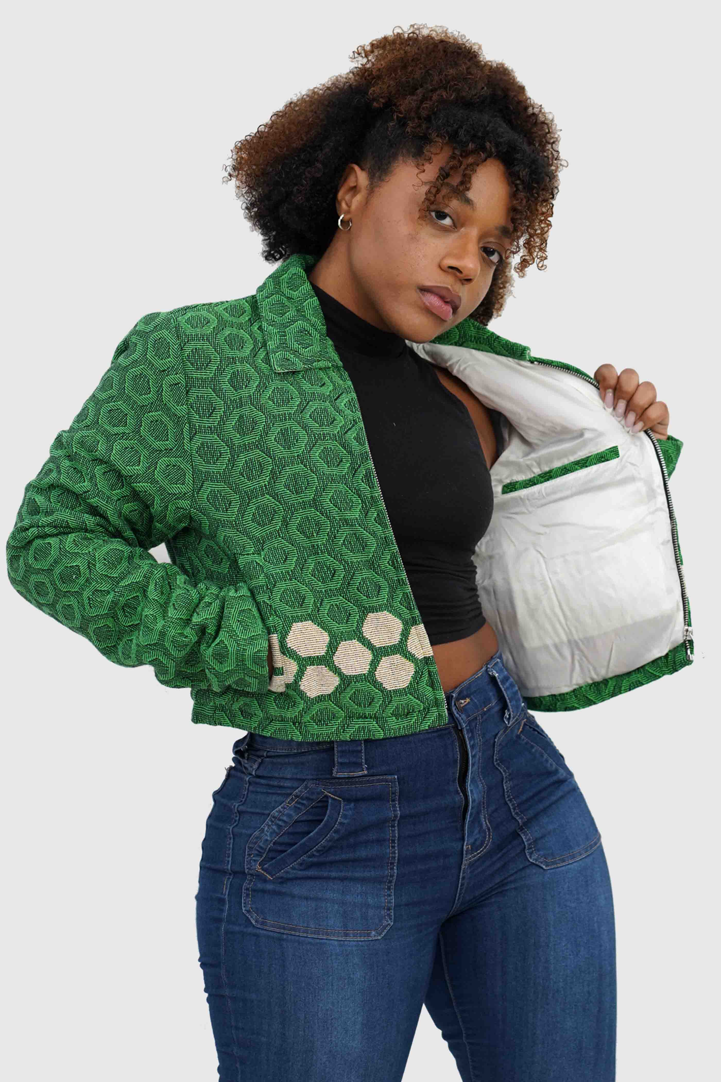 Defense Tapestry Crop Jacket