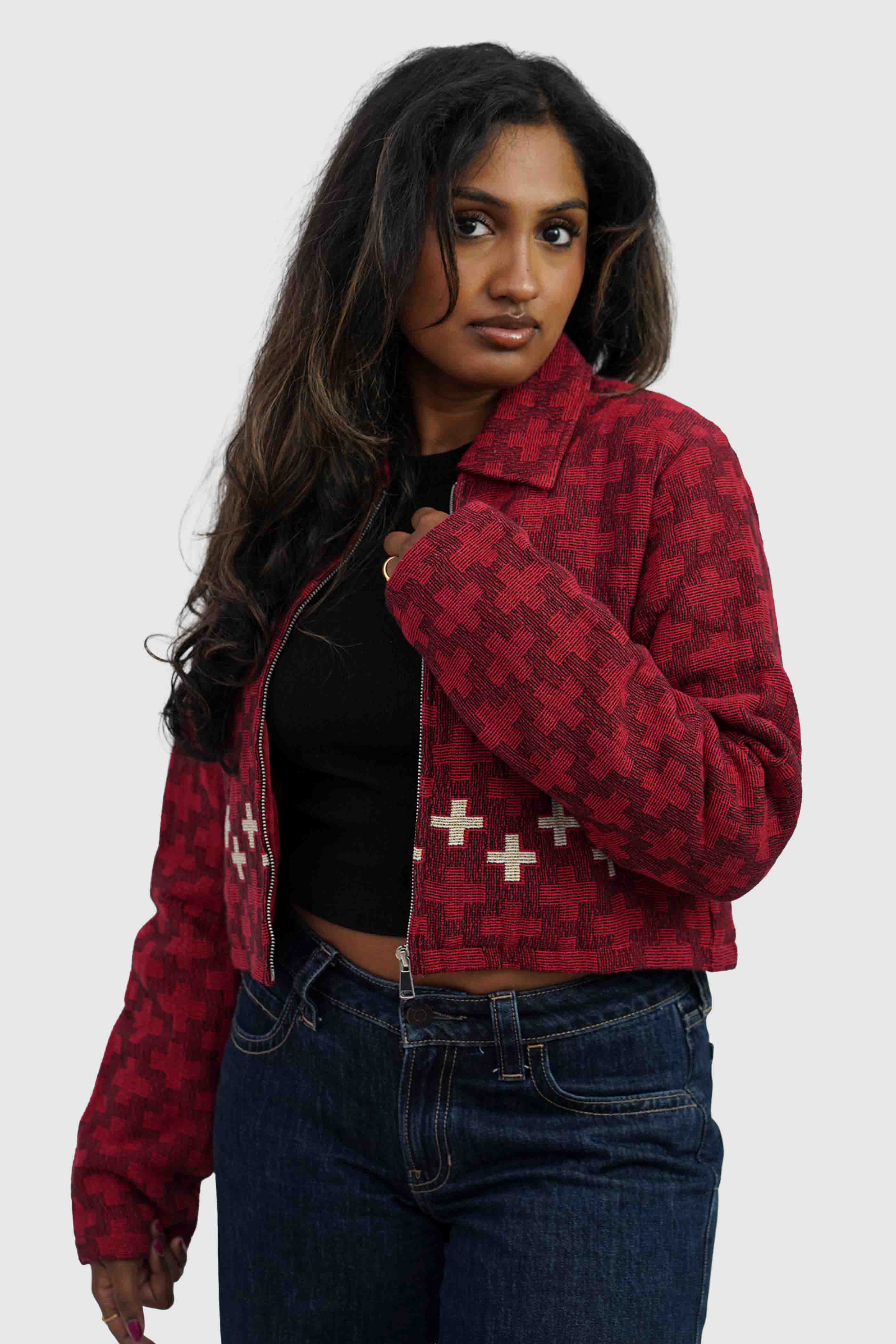 Health Tapestry Crop Jacket