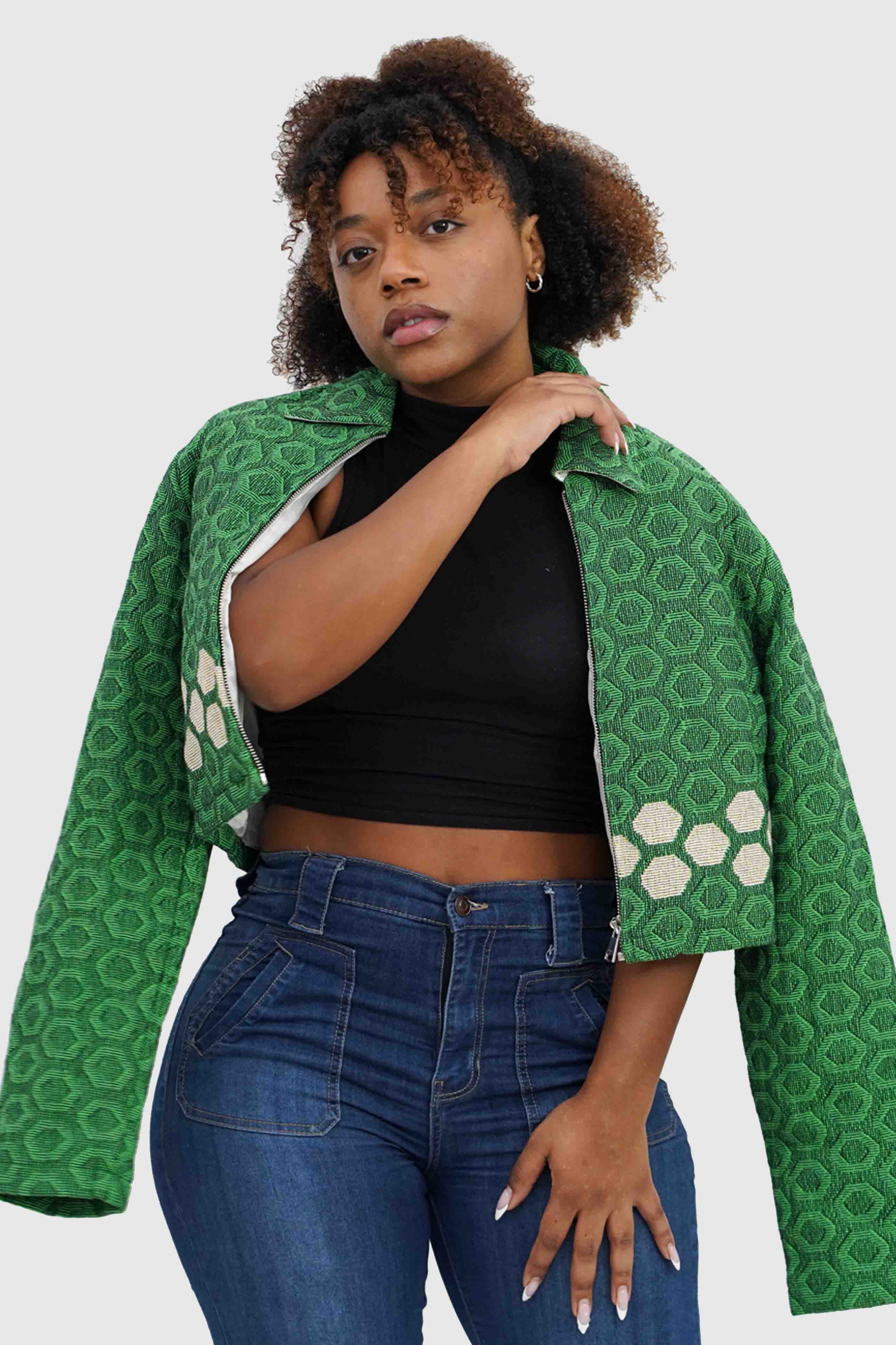 Defense Tapestry Crop Jacket
