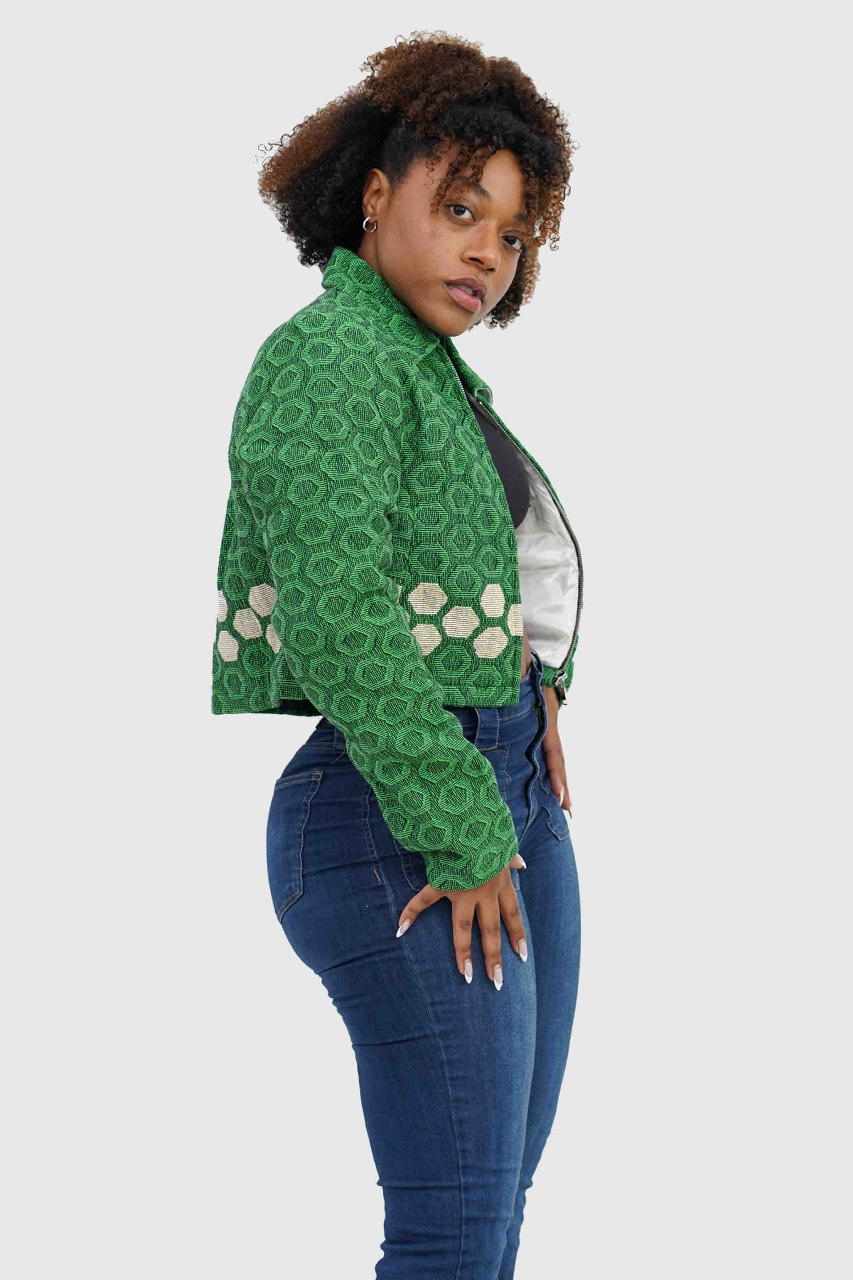Defense Tapestry Crop Jacket